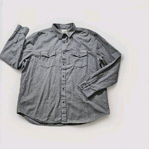 Lucky Brand Shirt Mens XXL Grey Speckle Western Pearl Snap Streetwear Rodeo Y2K